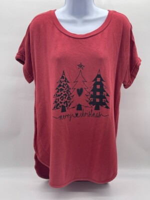Merry Christmas Tree T Shirt Womens Matty M Med M Red
