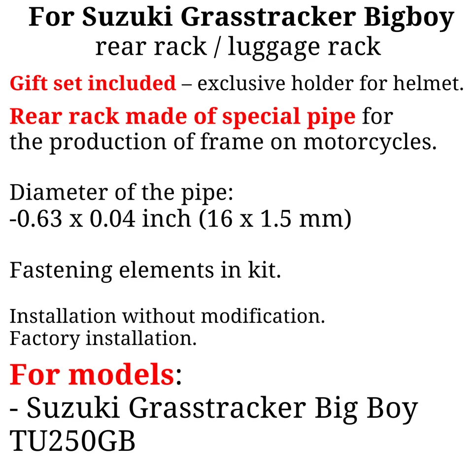 Portaequipajes trasero para Suzuki Grasstracker Big Boy TU250GB, Bonus Foto 3 de 4