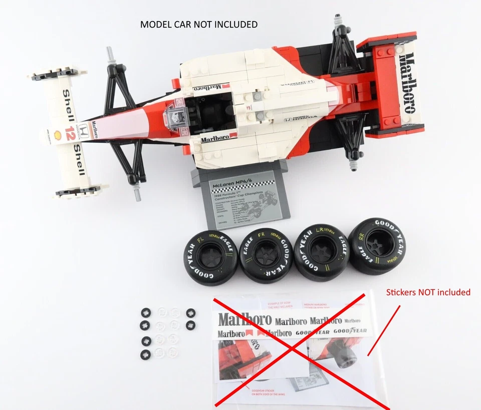 LEGO ICONS Ayrton Senna F1 McLaren Mp4/4 Goodyear wheels Tires NO STICKERS