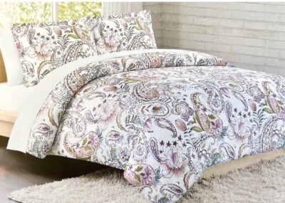 Max Studio Full Duvet Cover Only 82 x 90'' Multicolored Floral/Paisley Pastels