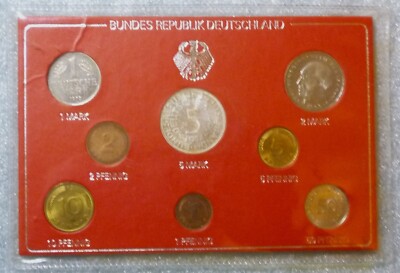 1972 1973 1974 GERMANY - COMPLETE BU UNC TYPE SET (8) w/ 1974 SILVER 5 MARK