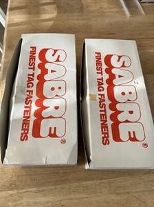 2 BOXES OF SABRE CLEAR Plastic Price Tag 2 Inch Barbs Fasteners for Tagging Gun