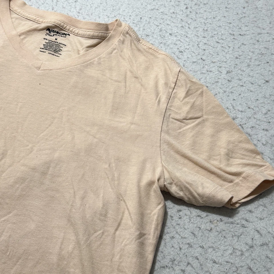 Arizona Jean Co. Men's Medium Lightweight V-Neck Peach Pink Short Sleeve T Shirt - Image 2 of 4