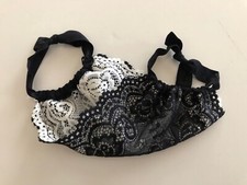 Washable Reusable Lace Face Mask Cover in Black with Off White