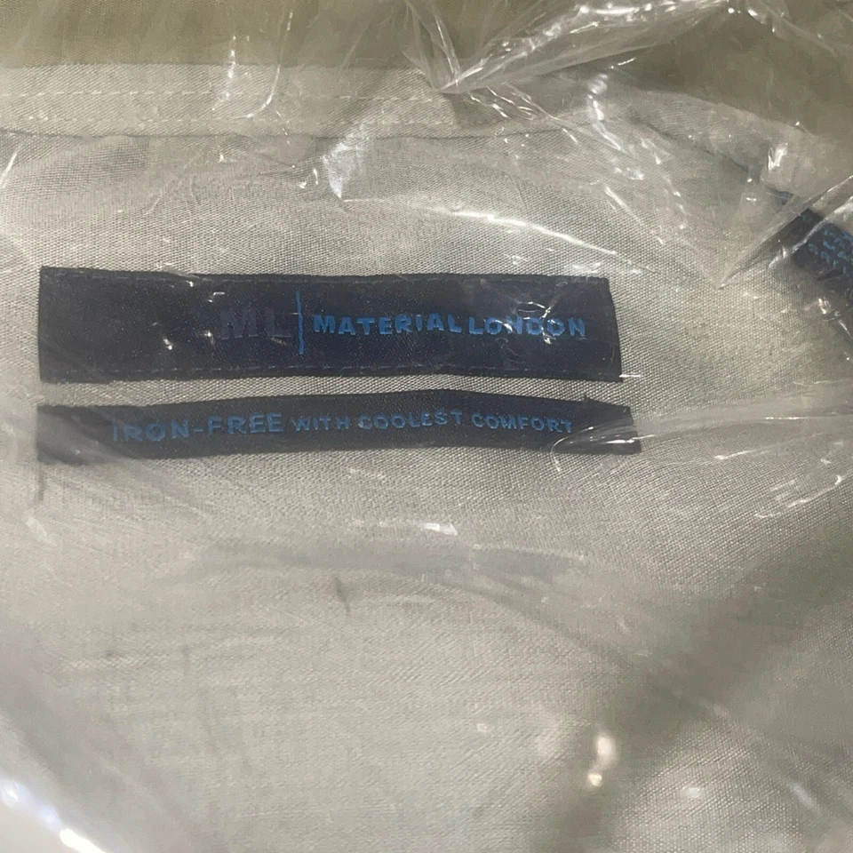 ML MATERIAL LONDRES 17.5 XL 34/35 Verde Gris CAMISA DE VESTIR Nueva ELEGANTE Color Raro Foto 2 de 4