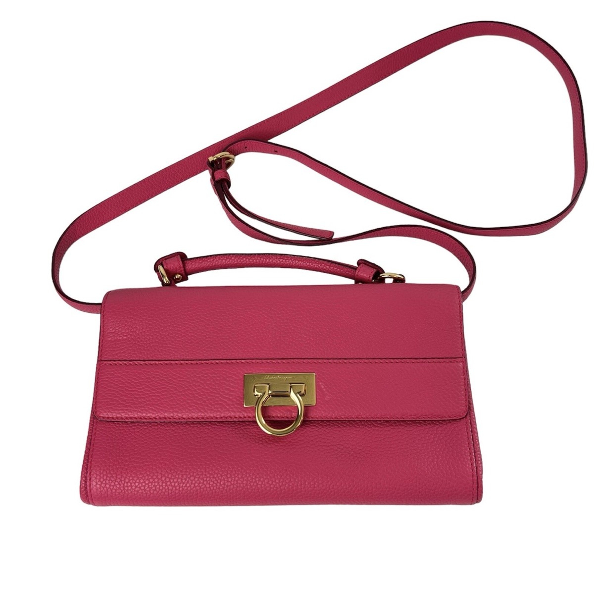 Salvatore Ferragamo Ably Leather Shoulder Bag Hot Pink | eBay