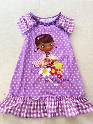 Disney Store Doc Mcstuffins Short Sleeve Nightgown Pajama Girl Size 4 Purple