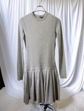CHANEL Women's Pearl Dress Long Sleeve Coco Mark Logo Cashmere Blend Authentic