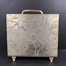 Vintage Arthur Armour MCM Mid Century Magazine Rack Holder World Map