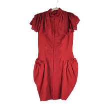 Noir Red Party Cocktail Lace Dress sz 4 Fitted w/Raw Edge Cap Sleeves MSRP $150