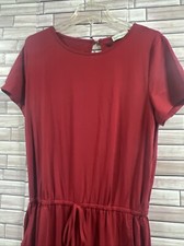 kidsform girls XLburgundy romper short sleeve wide leg pants pockets stretch NWT