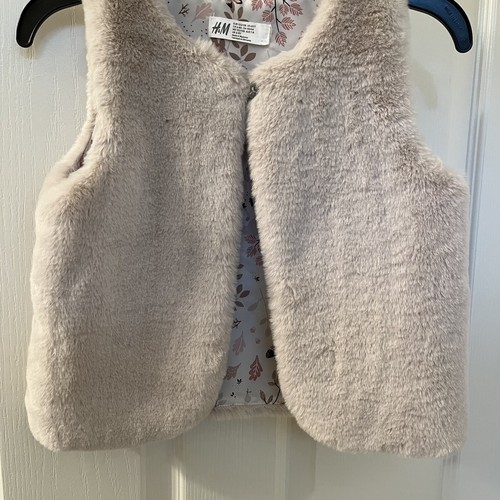 H&M Faux Fur Vest Light Beige Unicorn Fawn Woodland Lining Girls Size 6X-7 - Picture 3 of 10