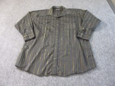 Panhandle Slim Pearl Snap Shirt Men's 18 Black Gold Striped Western Button 