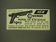 Anuncio de pistola Crosman 1952 - Nueva pistola Crossman para Navidad