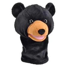 Wild Republic Puppet, Black Bear, 12 inches, Gift for Kids, Plush Toy, Fill is S