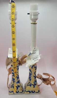 Vintage Pair Of Electric JC PENNEY LAMPS - Blue /Yellow/ lamp shade not included