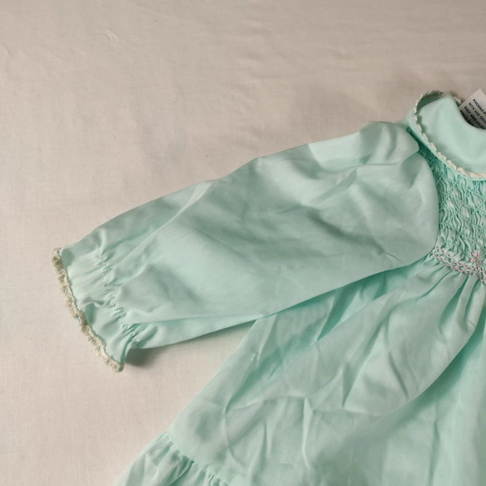 Vestido vintage Polly Flinders bebê tamanho 18 meses azul-petróleo - Imagem 3 de 4