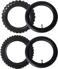 (2-Set) 2.50-10" and 2.75-10" Dirt Bike Tires and Inner Tubes - 2.50-10" Front a