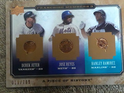 2008 UD Piece Of History Jeter Reyes Ramirez #/799 Yankees Mets Marlins 