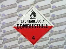 NEW LabelMaster SPONTANEOUSLY COMBUSTIBLE 4 Z-EZ21 Sticker 10-3/4" x 10-3/4"