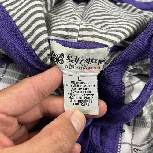 Y2K Hoodie Youth Large Purple Full Zip Grunge Y2K Skulls Preowned - Picture 6 of 17