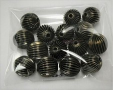 22 Gunmetal Plated Corrugated Fluted Brass Round Beads-Jewelry Making
