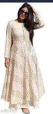 Indian Women's and Girls Rayon Flared Printed Long Kurti With Palazzos Set