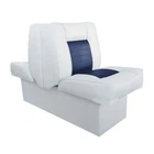 Back-to-Back Lounge Boat Yacht Seat, White and Blue, Marine Grade Upholstery
