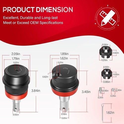 10626 Heavy Duty Ball Joints for Jeep Wrangler JK 2007-2018 Dana 30 & 44 Axles - Picture 8 of 10