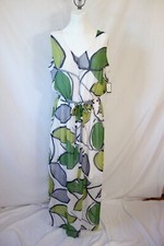 Nine West V-Neck Sleeveless Tie Waist Keyhole Back Multi Print Chiffon Dress 8