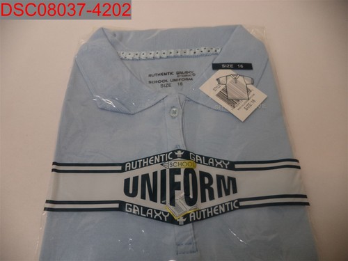 Galaxy by Harvic Girls Light Blue Short Sleeve Uniform Polo Shirt 16 78693500300 - Picture 8 of 9