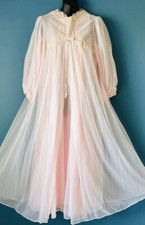Vintage Gossard Artemis Soft Pink Peignoir Chiffon Nightgown And Robe Set Size M