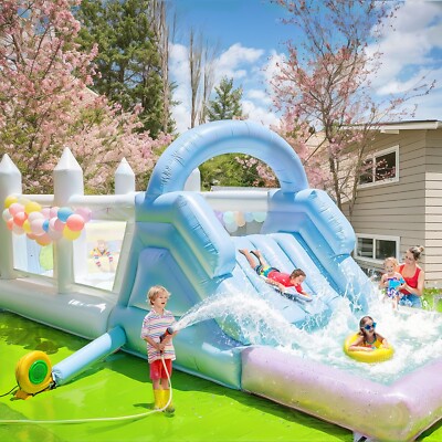 Commercial Large PVC Inflatable Obstacle Course Cute Bounce House Water Slide