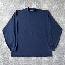 Vintage 90s Nike Navy Blue Blank Long Sleeve Shirt Cotton Made In USA XXL