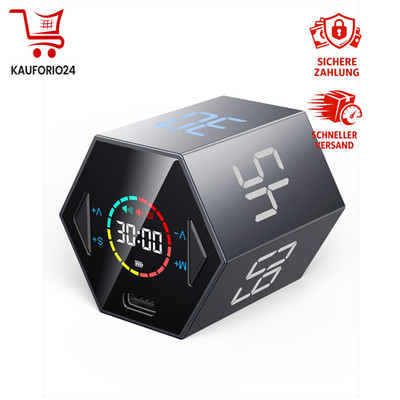 Ticktime Pomodoro Timer Cube für ADHS, Leise, Vibration, Grau