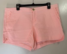 Lilly Pulitzer Adie Peach Coral Pink Ruffle Pocket Stretch Shorts Women's SZ 14
