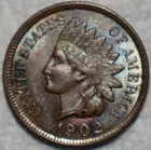 AU-UNC 1902 Die Gouge By Eye Snow-4 Indian Head Cent, Dramatic Variety!