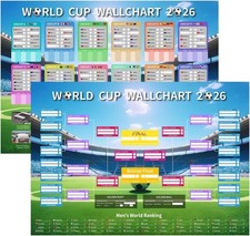 World Cup Football Wall Chart 2026, 2 Pcs World Cup Schedule Poster, Football