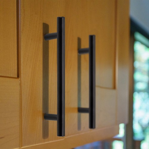 Kitchen Cabinet Door Handles Matte Black Stainless Steel Door Drawer Pull T Bar - Picture 8 of 15