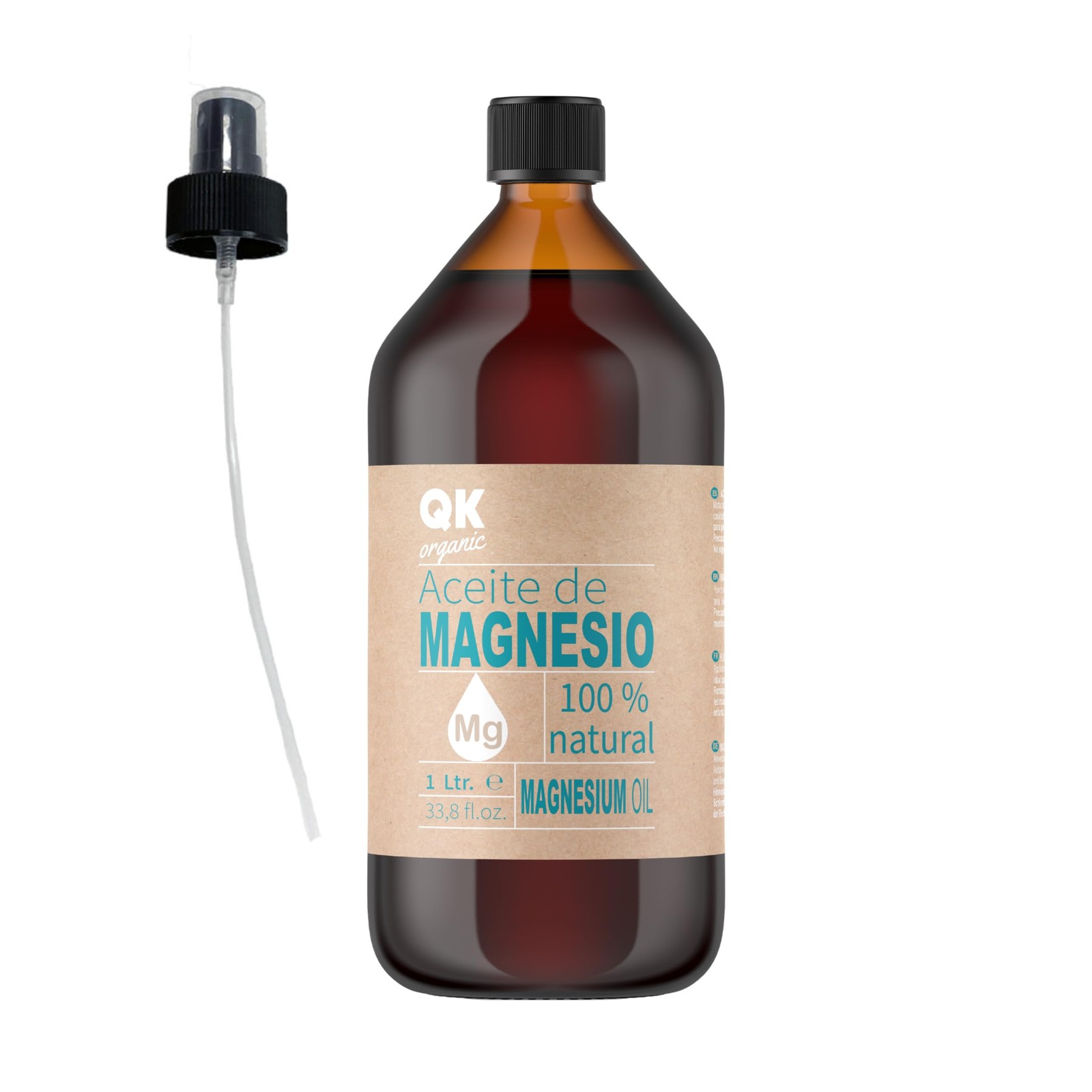 Huile de magnésium spray 1L solution marine hautement concentrée pour soin cutané pur