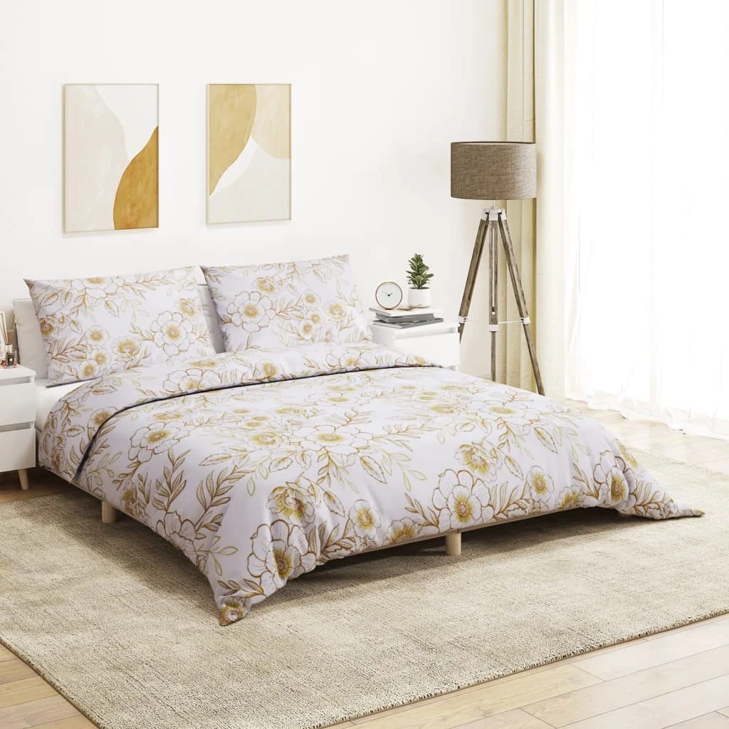 Lazzaro Home Set Copripiumino Floreale – Marrone E Beige – 3 Pezzi – Cotone E Microfibra – Doppio - 2