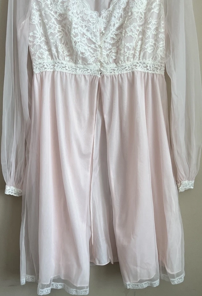 Olga Bata Vintage Encaje Gasa Nylon Rosa Lencería Mujer Talla 33 XS Foto 3 de 4