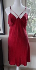 Victoria's Secret 100 Silk 1998 Chemise Red Slip Dress size Small
