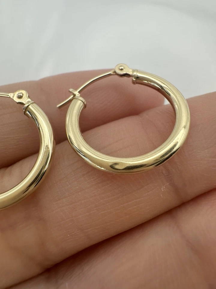 Простые серьги-кольца из чистого золота 14 карат JCM - Изображение 4 из 4