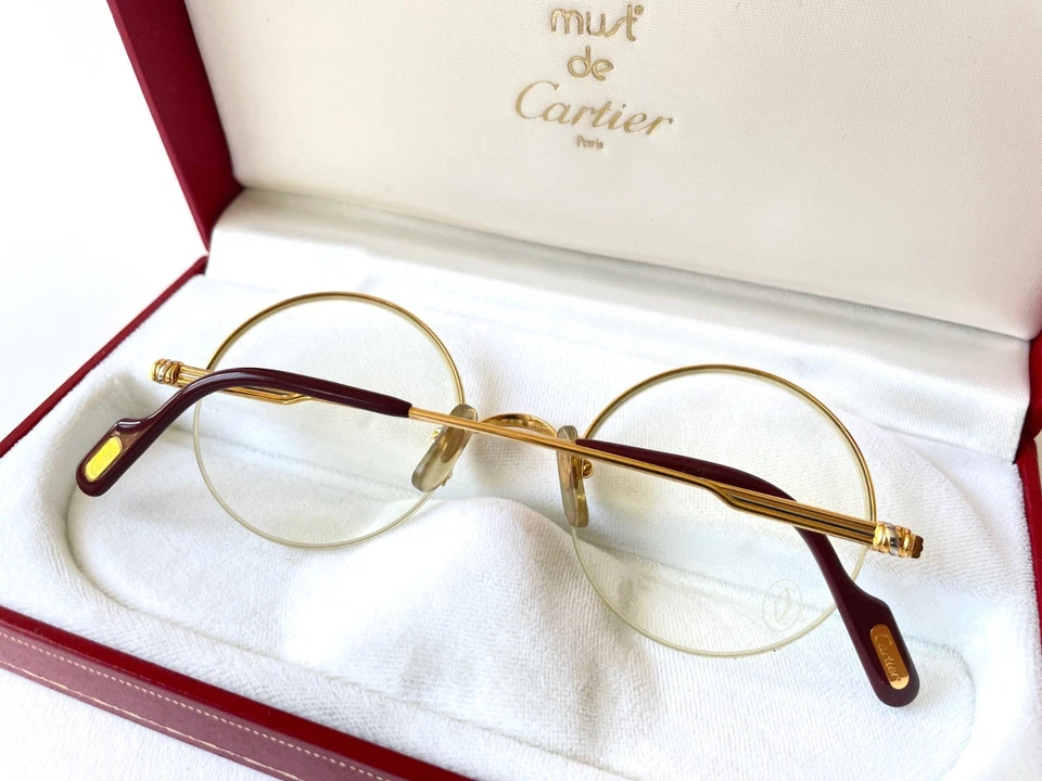 vintage CARTIER MAYFAIR 22K gold plated eyeglasses SMALL 45/22 NOS Madison - Bild 4 von 4