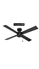 Hunter Midnight Prairie 52 inch Indoor/Outdoor Matte Black Ceiling Fan New