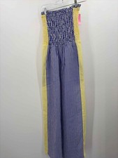 Pre-Owned A Peace Treaty Blue Size XS/S Stripe Strapless Jumpsuit
