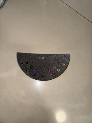 A25- Ann Taylor Loft Stud Post Earring Set of 7 Pair Multi Color Rhinestone NWT