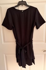 Utyful Black S/S Belted Keyhole Back One-pc Romper, Women s Sz Small