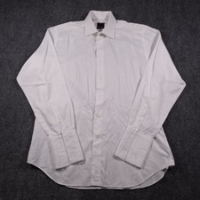 David Donahue Tuxedo Dress Shirt Mens 16.5-34/35 French Cuff Stud Front READ